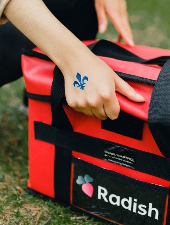 Sac de livraison Radish, plateforme de livraison de repas